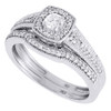 Diamond Solitaire Bridal Set Ladies 10K White Gold Round Engagement Wedding Ring