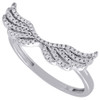 Diamond Wedding Band Ladies 14K White Gold Round Cut Angel Wings Ring 0.11 Tcw.