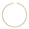 Sterling Silver Two-Tone Gold Plated Pave D/C 2.5mm Solid Franco Bracelet | 8"