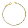 Sterling Silver Two-Tone Gold Plated Pave D/C 3mm Solid Franco Bracelet | 8"