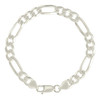 925 Sterling Silver Lobster Clasp 8mm Solid D/C Figaro Link Bracelet | 7" to 9"