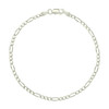 925 Sterling Silver Diamond Cut Pave 2.5mm Super Flat Figaro Bracelet | 7" to 9"