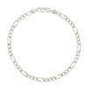 925 Sterling Silver Diamond Cut Pave 3.5mm Super Flat Figaro Bracelet | 7" to 9"