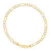 925 Sterling Silver Two-Tone Gold Plated Pave 4mm Flat Figaro Bracelet | 8" & 9"