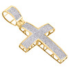 10K Yellow Gold Genuine Diamond Dome Cross Pendant 2.30" Mens Pave Charm 1/2 CT.