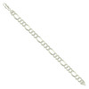 925 Sterling Silver Diamond Cut Pave 7.5mm Super Flat Figaro Bracelet | 7" to 9"