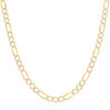 Sterling Silver Two-Tone Gold Plated Pave 6.5mm Flat Figaro Chain | 16" to 20"