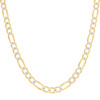 Sterling Silver Two-Tone Gold Plated Pave 7.5mm Flat Figaro Chain | 18" to 26"