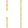 Sterling Silver Two-Tone Gold Plated Pave 7.5mm Flat Figaro Chain | 18" to 26"