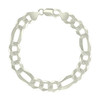 925 Sterling Silver Diamond Cut Pave 10mm Super Flat Figaro Bracelet | 8" to 9"