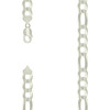 925 Sterling Silver Diamond Cut Pave 11.5mm Super Flat Figaro Chain | 20" to 26"