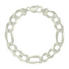 925 Sterling Silver D/C Pave 11.5mm Super Flat Figaro Link Bracelet | 8" to 9"