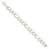 925 Sterling Silver D/C Pave 11.5mm Super Flat Figaro Link Bracelet | 8" to 9"