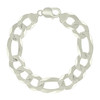 925 Sterling Silver Diamond Cut Pave 14mm Super Flat Figaro Bracelet | 8" to 9"