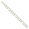 925 Sterling Silver Diamond Cut Pave 14mm Super Flat Figaro Bracelet | 8" to 9"