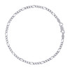 925 Sterling Silver Rhodium Plated D/C 3mm Super Flat Figaro Bracelet | 7" to 9"