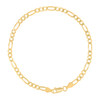 Sterling Silver Yellow Gold Plated D/C 4mm Flat Figaro Link Bracelet | 7" to 9"
