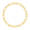 Sterling Silver Yellow Gold Plated D/C 5.5mm Flat Figaro Bracelet | 7" to 8"