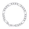 925 Sterling Silver Rhodiumed D/C 7.8mm Super Flat Figaro Bracelet | 7" to 9"