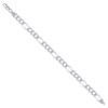 925 Sterling Silver Rhodiumed D/C 7.8mm Super Flat Figaro Bracelet | 7" to 9"