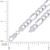 925 Sterling Silver Rhodiumed D/C 7.8mm Super Flat Figaro Bracelet | 7" to 9"