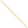 Sterling Silver Yellow Gold Plated D/C 7.8mm Flat Figaro Bracelet | 7" to 9"