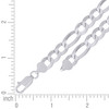 925 Sterling Silver Rhodium Plated D/C 9mm Super Flat Figaro Bracelet | 7" to 9"