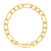 Sterling Silver Yellow Gold Plated D/C 9mm Flat Figaro Link Bracelet | 7" to 9"