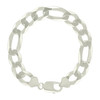 925 Sterling Silver Lobster Clasp D/C 12mm Super Flat Figaro Bracelet | 8" to 9"