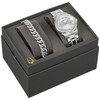 Bulova Crystal 96K114 Men Stainless Steel Silver Dial Watch & Cuban Bracelet Set