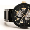 Bulova Futuro Modern 98A203 Men's Black IP Stainless Steel Skeleton Dial Watch