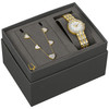 Bulova Crystal 98X138 Gold Stainless Steel Mother of Pearl Watch & Bracelet Set