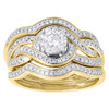 Solitaire Diamond Bridal Set Engagement Ring Wedding Band 14K Yellow Gold 1/2 Ct
