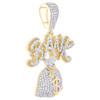 10K Yellow Gold Natural Diamond Dollar Sign Charm Bank Money Bag Pendant 1.62 CT