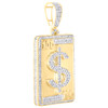 10K Yellow Gold Real Baguette Diamond Charm 100 Dollar Dog Tag Pendant 1.62 CT