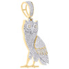 10K Yellow Gold Natural Diamond Unisex Animal Bird Charm Perch Owl Pendant 1 CT