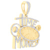 10K Yellow Gold Natural Diamond Men's Clock Charm Time Is Money Pendant 1 CT
