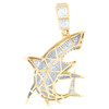 10K Yellow Gold Natural Diamond Ocean Charm Men's Great White Shark Pendant 1 CT