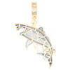 14K Yellow Gold Natural Diamond & Ruby Charm Biting Great Shark Pendant 1.5 CT