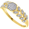 Diamond Leaf Cocktail Ring Ladies 10K Yellow Gold Round Fashion Band 0.10 Tcw.