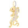 10K Yellow Gold Natural Diamond & Ruby Animal Charm Prowling Tiger Pendant 1 CT