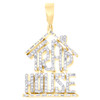 10K Yellow Gold Natural Baguette Diamond Men's Charm Trap House Pendant 1 CT