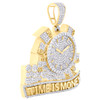 10K Yellow Gold Natural Diamond Cash Charm Clock Time Is Money Pendant 1.87 CT