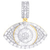 10K Yellow Gold Natural Baguette Diamond Mens Charm Evil Eye Symbol Pendant 2 CT