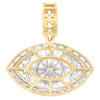 10K Yellow Gold Natural Baguette Diamond Mens Charm Evil Eye Symbol Pendant 2 CT