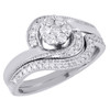 Diamond Wedding Bridal Set 14K White Gold Swirl Flower Engagement Ring 0.37 Ct.