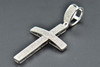 Diamond Cross Pendant 10K White Gold Pave Round Cut Domed Charm 0.60 CT.