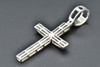 Diamond Cross Pendant 10K White Gold Pave Round Cut Domed Charm 0.60 CT.