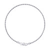 925 Sterling Silver Rhodiumed Diamond Cut 2mm Solid Rope Bracelet | 7" to 9"
