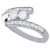 10K White Gold Two Stone Solitaire Diamond Engagement Bypass Ring 3/4 Ct.